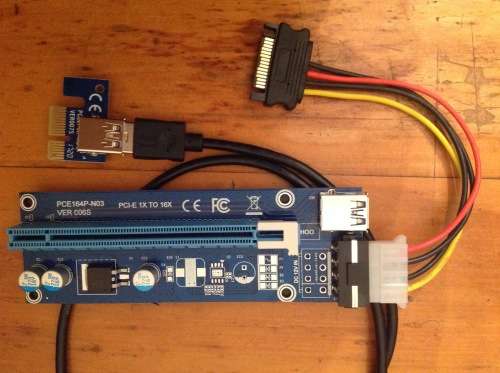 Four Pack PCIE 16x to 1x Graphics Card Risers for Ethereum Mining