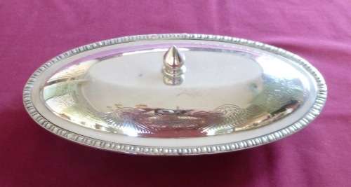 Silver plated serving dish and cover