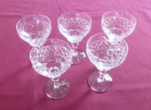 Set of five Stuart imperial pattern sherry glasses