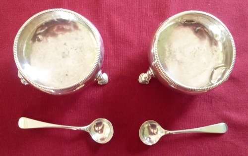 Pair of 18th century Georgian salts - with spoons