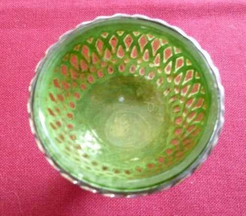 Edwardian silver green glass salt