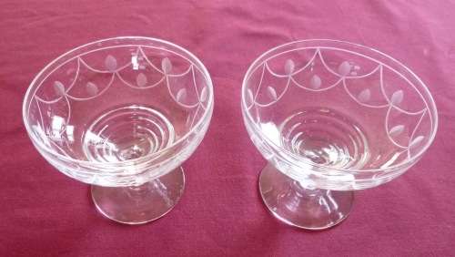 Pair of Stuart crystal dessert bowls