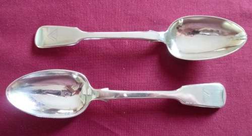 Pair of Irish silver dessert spoons
