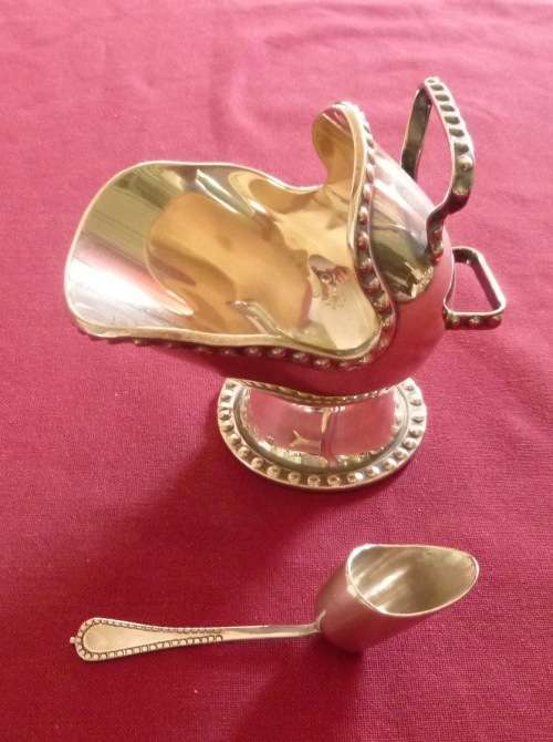 Silver plated sugar scuttle and scoop