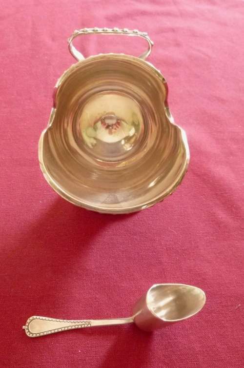 Silver plated sugar scuttle and scoop