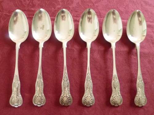 Set of six Victorian silver plated tablespoons - kings pattern