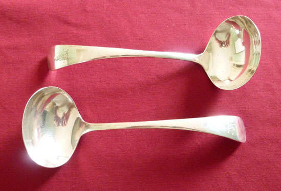 Pair of silver sauce ladles - walker and hall