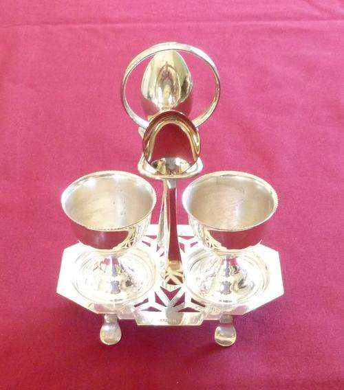 Silver plated egg cruet - for two
