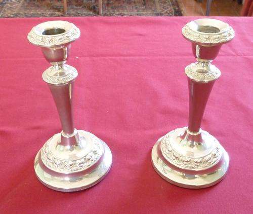 Pair silver plated candlesticks