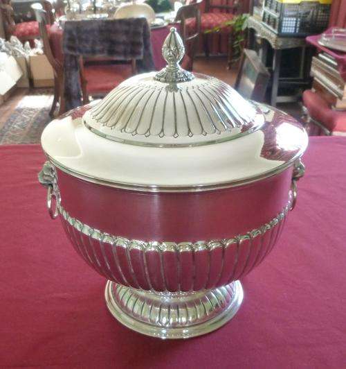 Superb large silver plated soup tureen