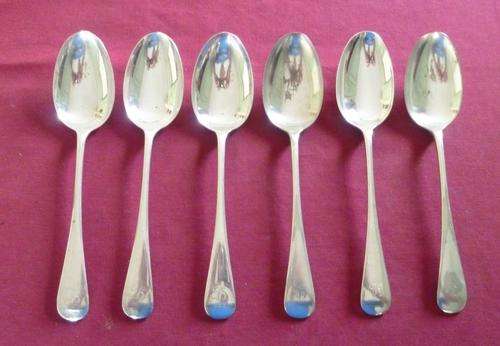 Set of six Victorian silver plated tablespoons