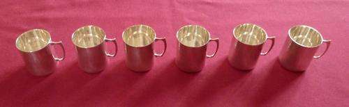 Set of six silver vodka cups