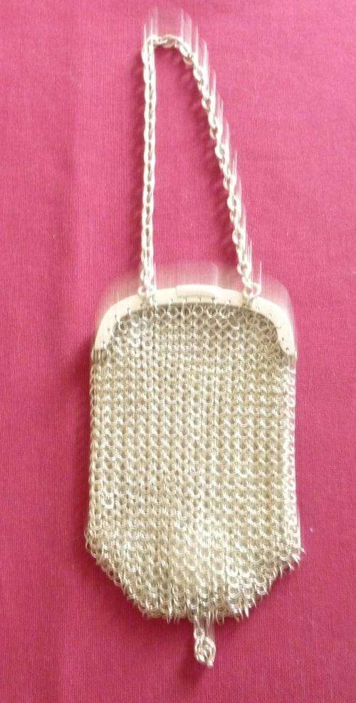 Silver mesh coin purse - double compartment