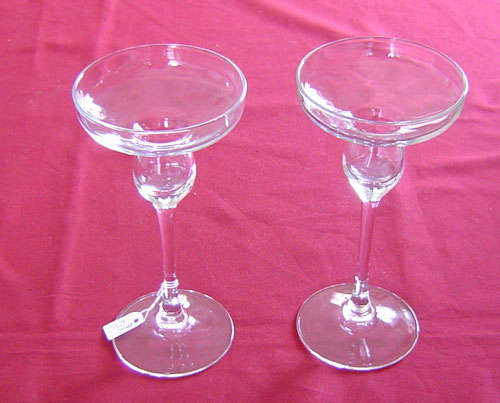 Pair of glass candle holders