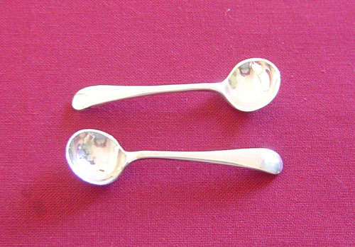 pair of silver plated salt spoons