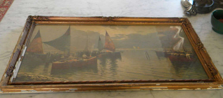 Old giltwood frame with print