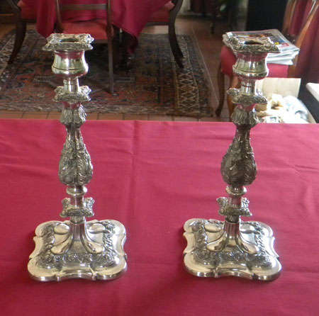 Pair of silver plated candlesticks