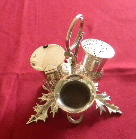 Unusual silver thistle cruet set