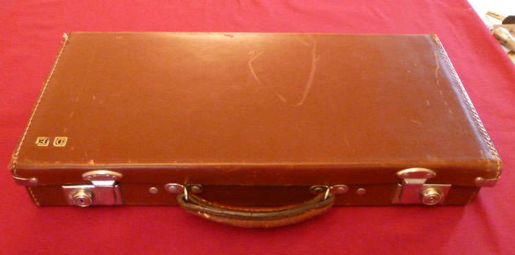 A vintage leather masons or instrument case