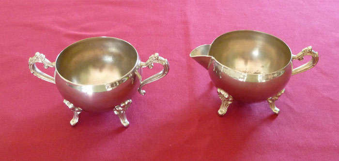 Silver plated milk jug and sugar bowl