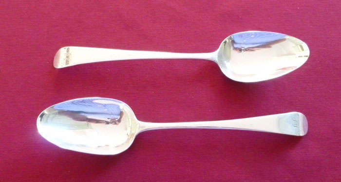 Pair of Georgian silver tablespoons