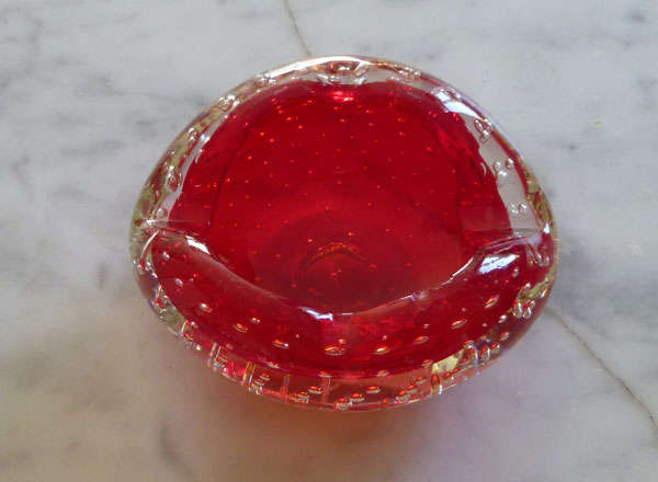 Murano red glass ashtray