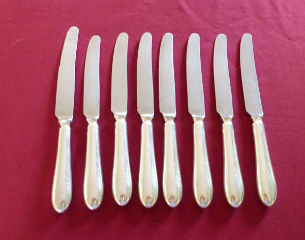 Set of silver plated knives