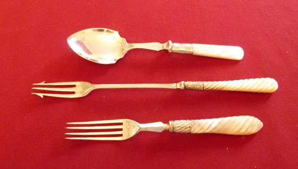 Three pieces of useful mother of pearl cutlery