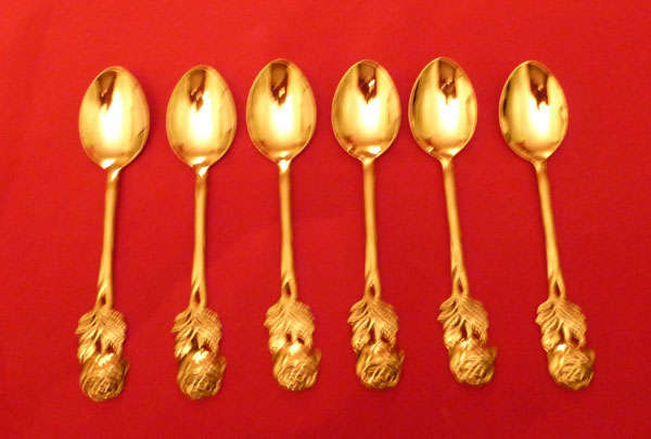 Set of six Dutch teaspoons - rose finials