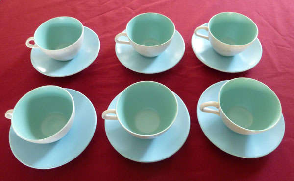 Set of 1950s Poole cups and saucers