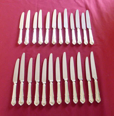Superb set of silver plated knives - 12 big - 12 small