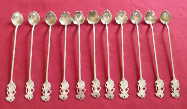 Set of 11 silver sundae spoons