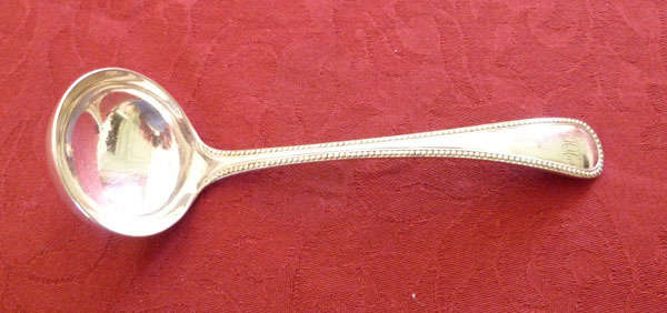 Victorian silver plated bead pattern sauce ladle