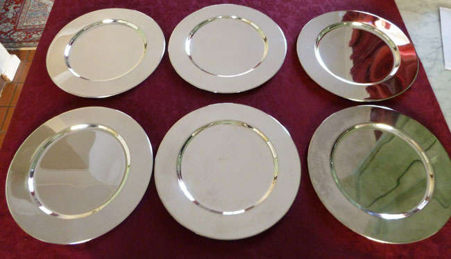 Set of six silver plated underplates