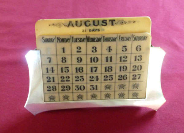 Silver mounted perpetual calendar