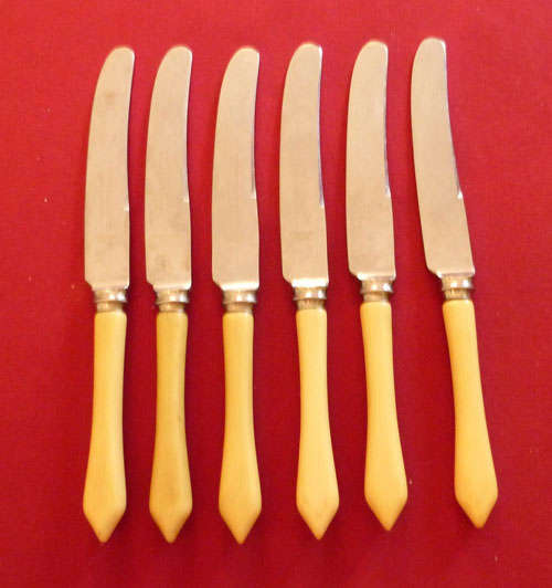 Set of six bone handle fruit knives