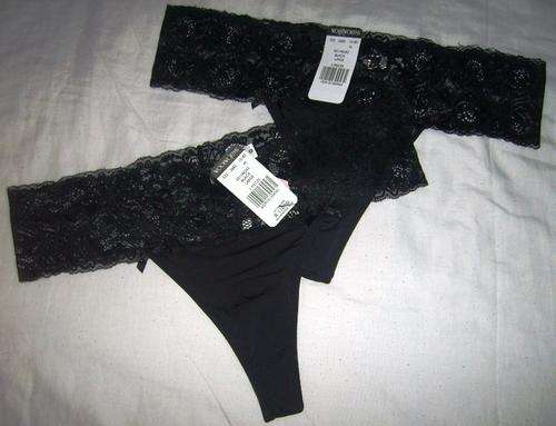 WOOLWORTHS 2 PACK BLACK G-STRING SET, SIZE LARGE