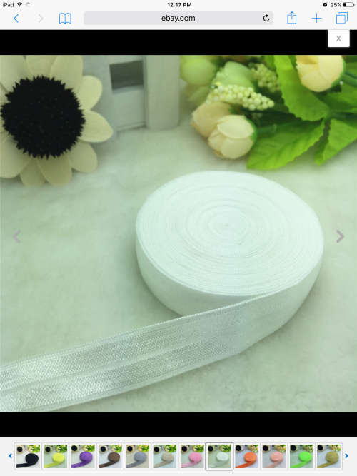 15mm Fold Over Elastic - White