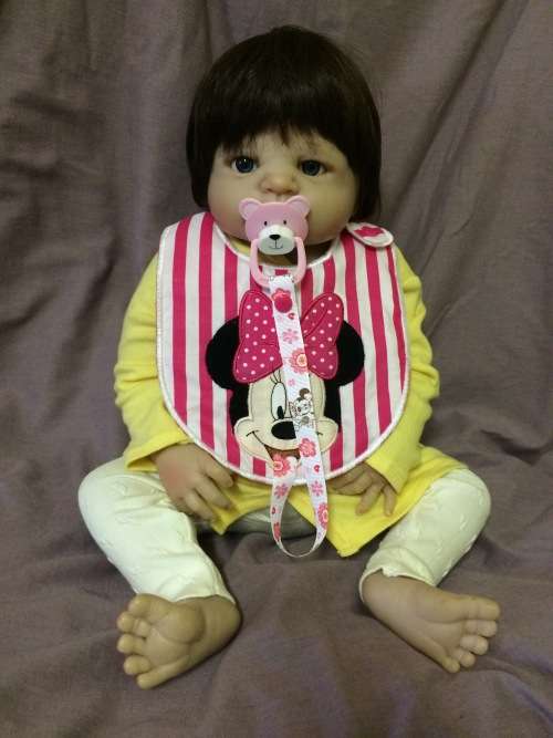 Embroidered Binky Bib for a Baby Girl - Minnie Mouse