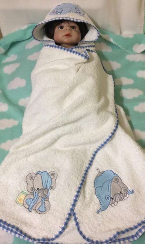 Ellie Elephant - Hooded Baby Towel (Cape) - 70x140cm