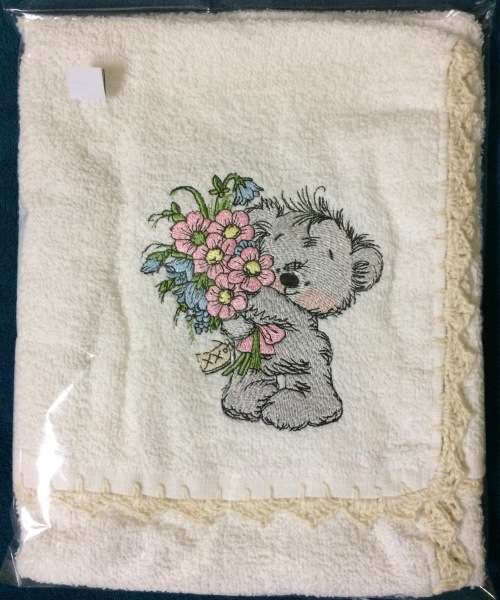 Teddy Burp Nappy - 12cm Embroidery Design (Spoegdoek)