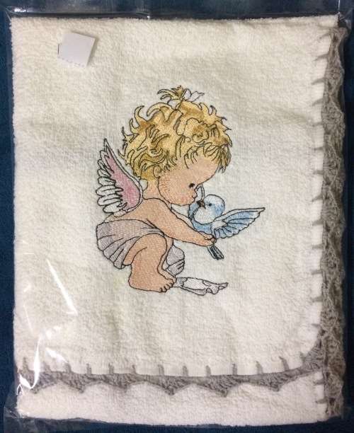 Baby Angel Burp Nappy - 12cm Embroidery Design (Spoegdoek)
