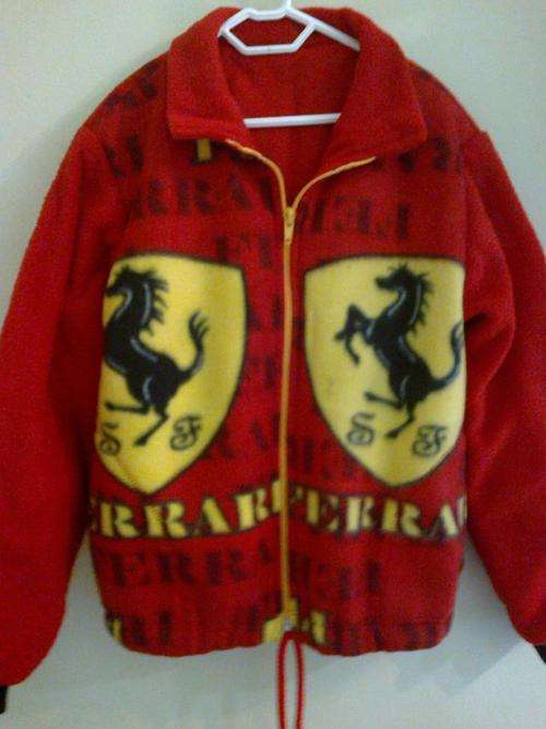 Polar Fleece Jacket with Zip Front Opening.- Fully Lined - Red with Ferrari Design