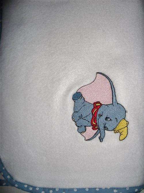 Embroidered Polar Fleece Blanket with Binding round the Edges - Dumbo