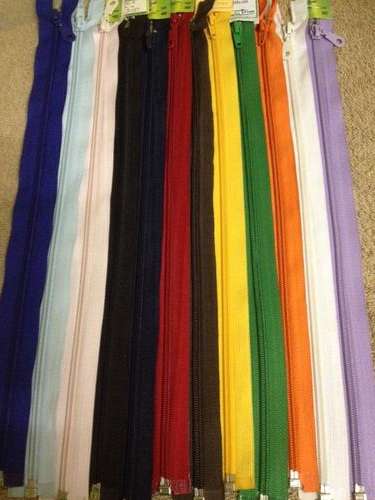 12 Open End Zips - 40cm - Assorted Colours