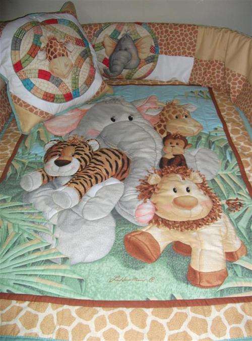 Stunning Jungle Babies Cot Bedding Set - (12 Piece). 100% Cotton Imported from the USA!