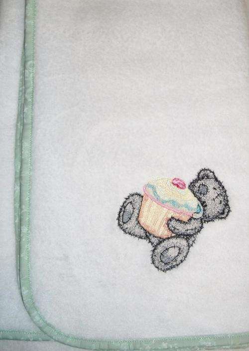 Embroidered Polar Fleece Baby Blanket - Tatty Teddy Cupcake