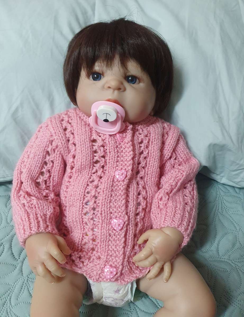ROSE PINK HAND KNITTED BABY CARDIGAN AND BOOTIES - NEWBORN TO 3 MONTHS