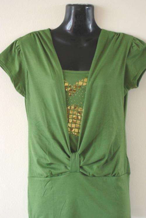 Lovely Green and Gold Summer Top (Size L)