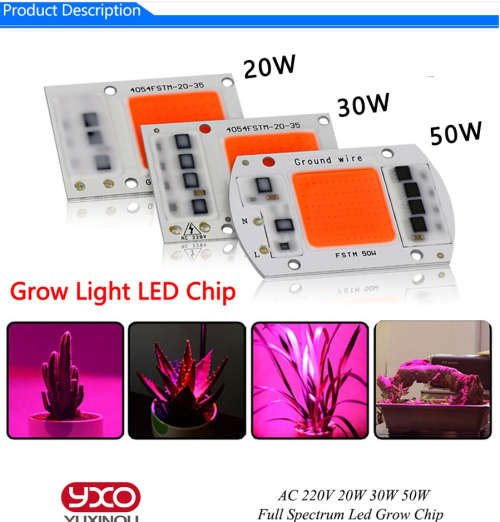 Portable 50W AC220V LED Grow Chip with Full Spectrum 380nm-840nm for Indoor LED Grow Light